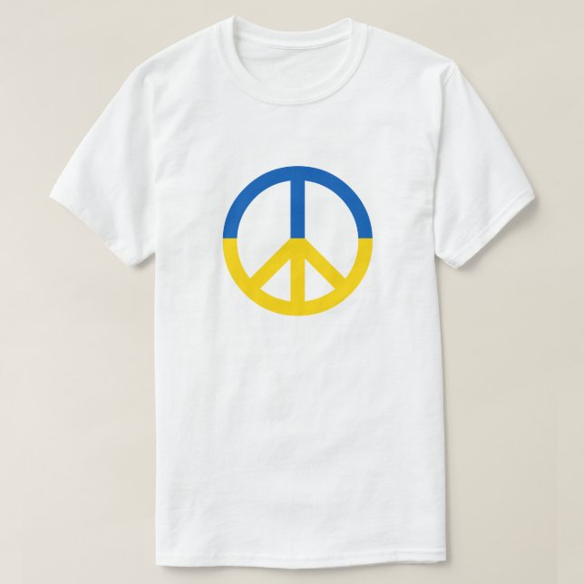 Peace for Ukraine Blue Yellow Flag Colours T-Shirt (Design Front)