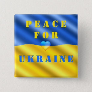 Peace For Ukraine - Button Flag - Support Freedom