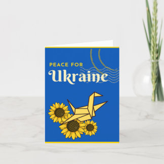 Peace for Ukraine Crane & Sunflower Blue Greeting  Card