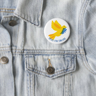 Peace for Ukraine Dove Blue & Yellow Flag 6 Cm Round Badge