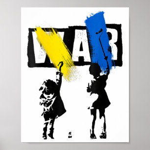 Peace For Ukraine End War Dove Symbol Ukrainian Fl Poster
