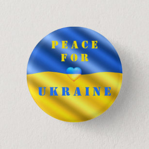 Peace For Ukraine - Flag Button - Support Freedom