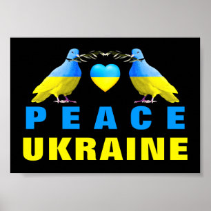 Peace For Ukraine - Freedom - Peace Dove Heart Poster