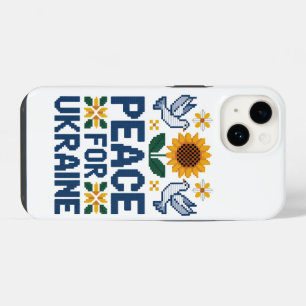 Peace for Ukraine Pixel Folk Art iPhone 14 Case