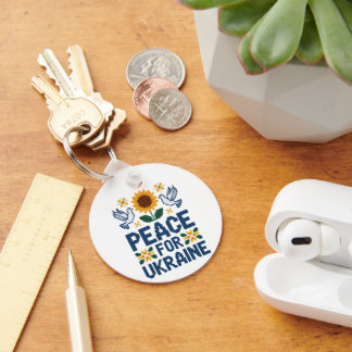 Peace for Ukraine Pixel Folk Art Key Ring