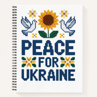 Peace for Ukraine Pixel Folk Art Notebook