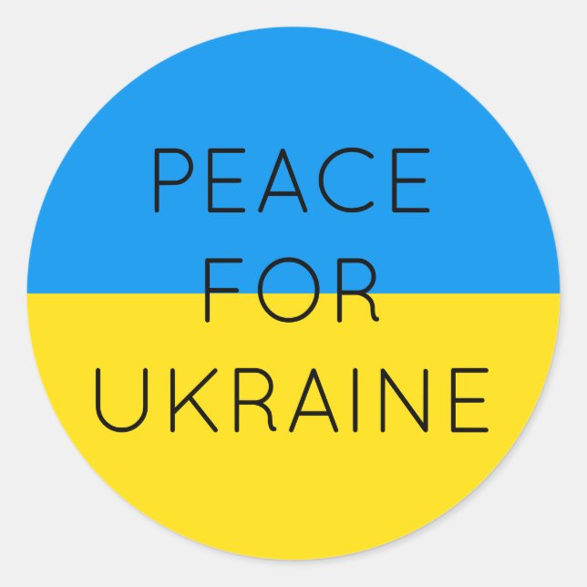    Peace For Ukraine Simple Minimal Ukrainian Flag Classic Round Sticker (Front)