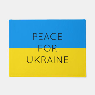    Peace For Ukraine Simple Minimal Ukrainian Flag Doormat