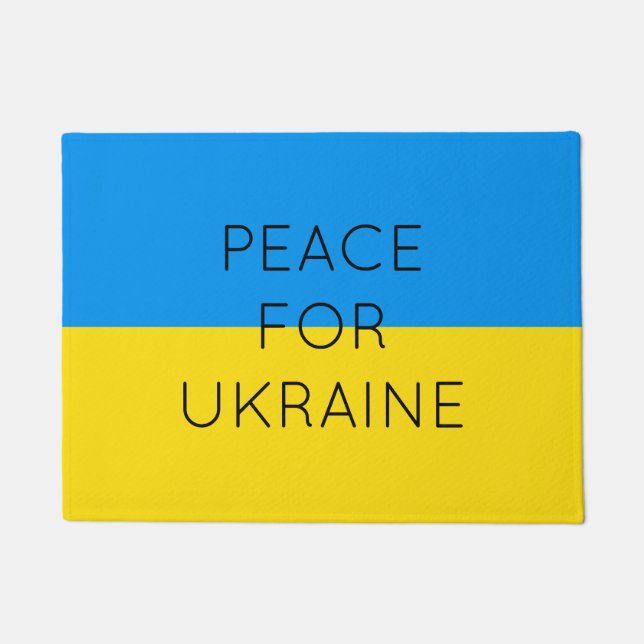    Peace For Ukraine Simple Minimal Ukrainian Flag Doormat (Front)