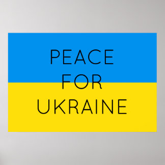    Peace For Ukraine Simple Minimal Ukrainian Flag Poster