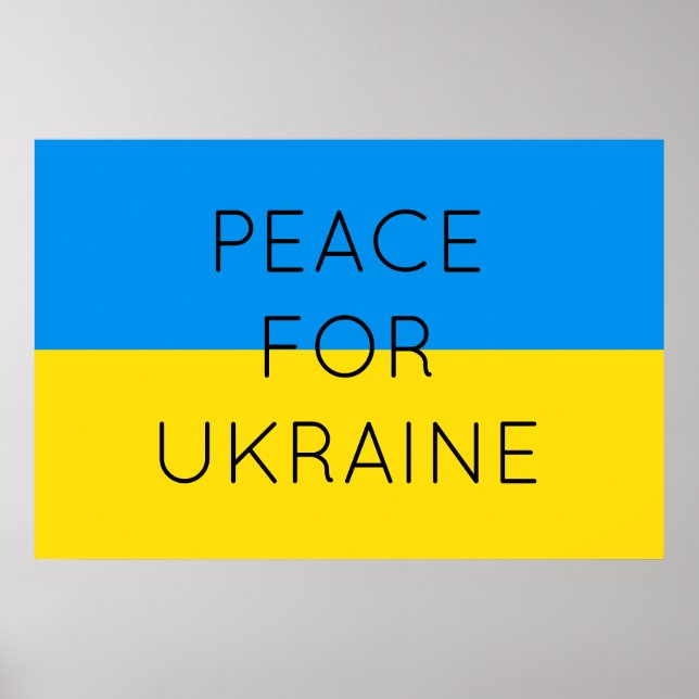    Peace For Ukraine Simple Minimal Ukrainian Flag Poster (Front)