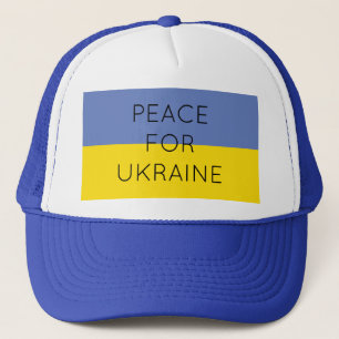    Peace For Ukraine Simple Minimal Ukrainian Flag Trucker Hat