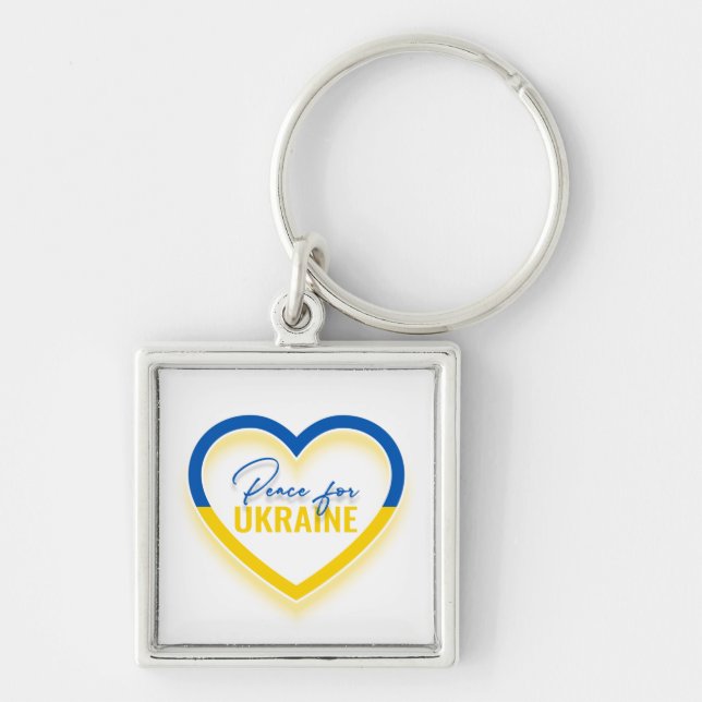 Peace for Ukraine Square Keychain (Front)