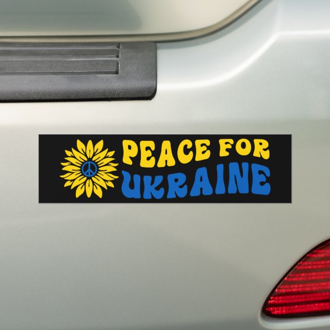 Peace For Ukraine Sunflower Bumper Sticker (On Car)
