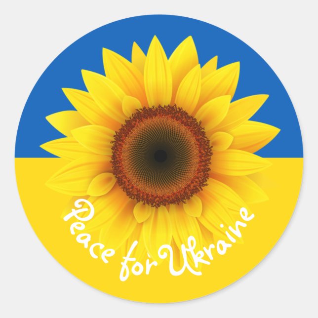 Peace for Ukraine Sunflower Flag Yellow & Blue Classic Round Sticker (Front)
