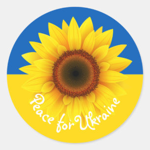 Peace for Ukraine Sunflower Flag Yellow & Blue Classic Round Sticker