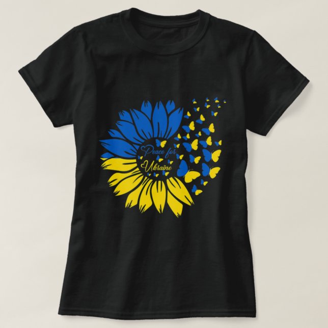 Peace For Ukraine Sunflower Ukrainian Butterfly Uk T-Shirt (Design Front)