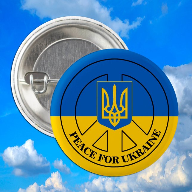 Peace for Ukraine, Ukraine Flag, Emblem 3 Cm Round Badge (Creator Uploaded)