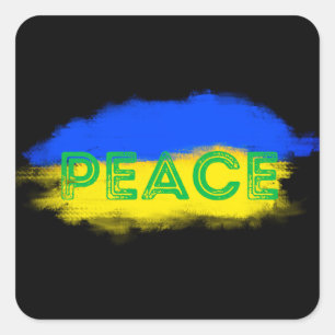PEACE for Ukraine Ukrainian Anti War No War Square Sticker