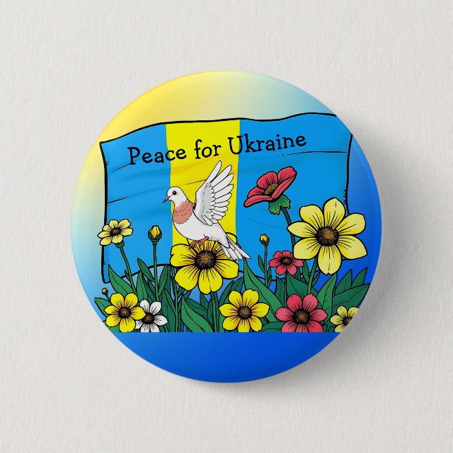Peace for Ukraine | Ukrainian Flag 6 Cm Round Badge (Front)