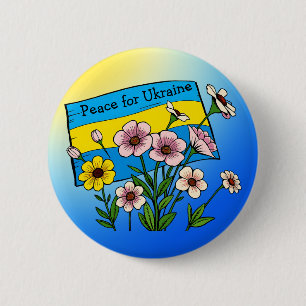 Peace for Ukraine   Ukrainian Flag 6 Cm Round Badge
