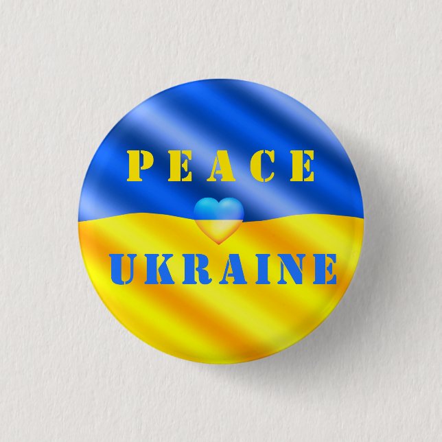 Peace For Ukraine - Ukrainian Flag - Freedom 3 Cm Round Badge (Front)