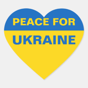 Peace for Ukraine Ukrainian Flag Heart Sticker