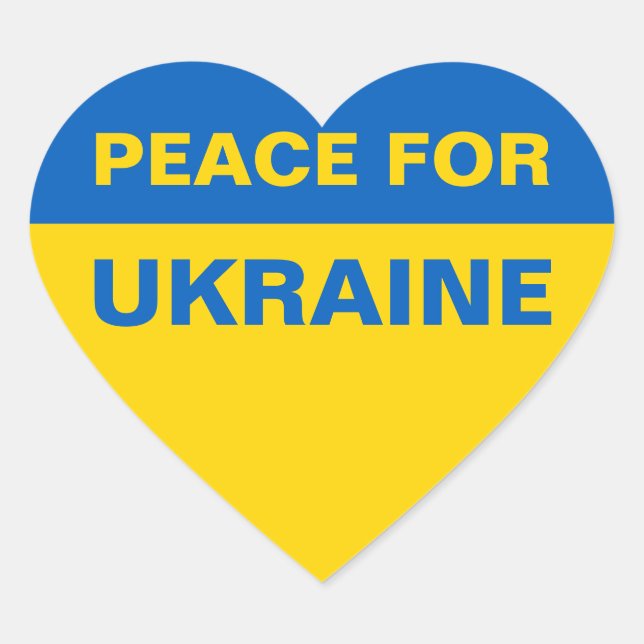 Peace for Ukraine Ukrainian Flag Heart Sticker (Front)