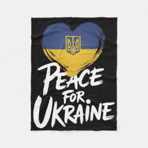 Peace For Ukraine Ukrainian Flag Heart Symbol Fleece Blanket