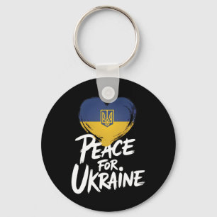 Peace For Ukraine Ukrainian Flag Heart Symbol Key Ring