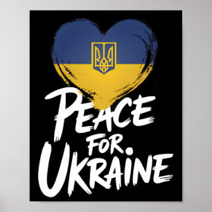 Peace For Ukraine Ukrainian Flag Heart Symbol Poster