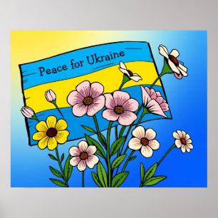 Peace for Ukraine   Ukrainian Flag Poster