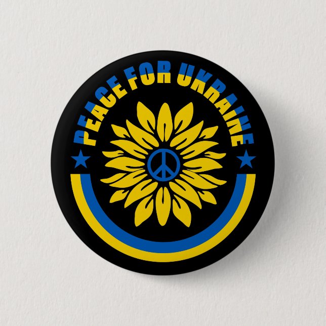 Peace For Ukraine Zelensky Sunflower 6 Cm Round Badge (Front)