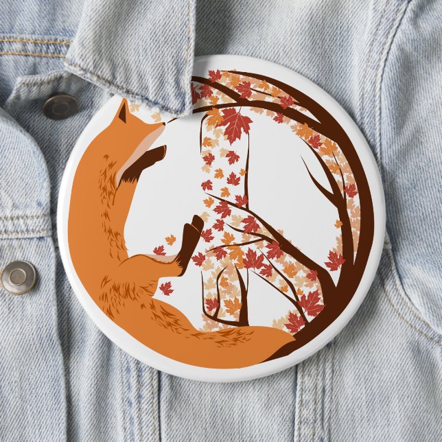 Peace Fox 6 Cm Round Badge (In Situ)