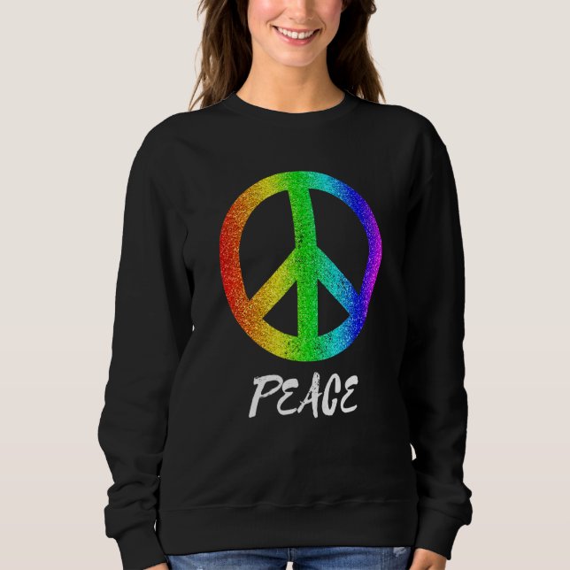 Peace Freedom 60s Pride Rainbow Peace Sign Equalit Sweatshirt (Front)