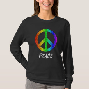 Peace Freedom 60s Pride Rainbow Peace Sign Equalit T-Shirt