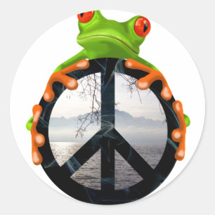 peace frog1 classic round sticker