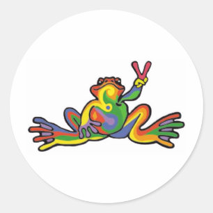 Peace Frog Classic Round Sticker