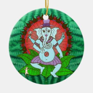 Peace Ganesh Dancing Ceramic Tree Decoration