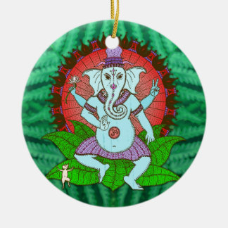 Peace Ganesh Dancing Ceramic Tree Decoration