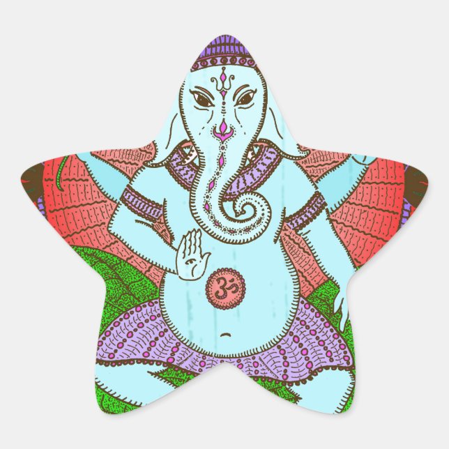 Peace Ganesh Dancing Star Sticker (Front)
