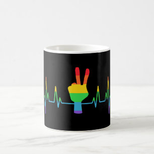 Peace Gay Heartbeat LGBT Coffee Mug