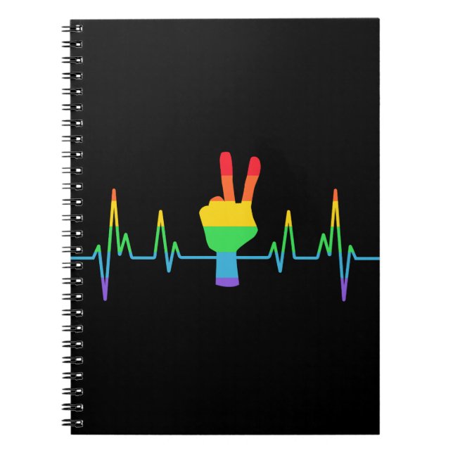 Peace Gay Heartbeat LGBT Notebook (Front)