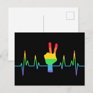 Peace Gay Heartbeat LGBT Postcard