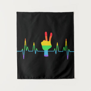 Peace Gay Heartbeat LGBT Tapestry