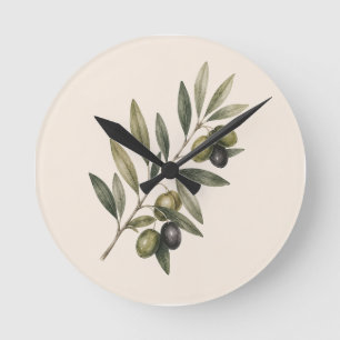 Peace Grows Here Vintage Olive Branch Botanical Round Clock