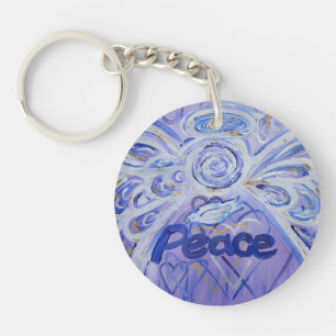 Peace Guardian Angel Word Custom Keychain