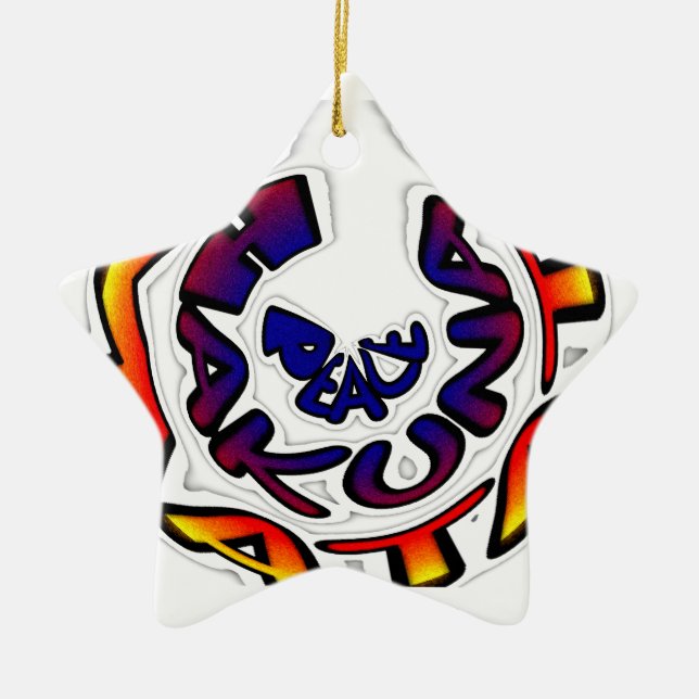 "Peace Hakuna Matata" Circular Art Print Ceramic Tree Decoration (Front)