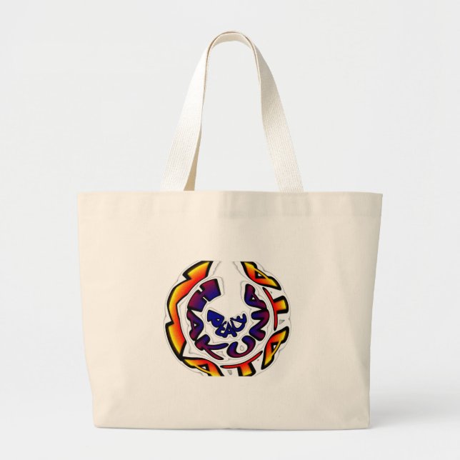 "Peace Hakuna Matata" Circular Art Print Large Tote Bag (Front)