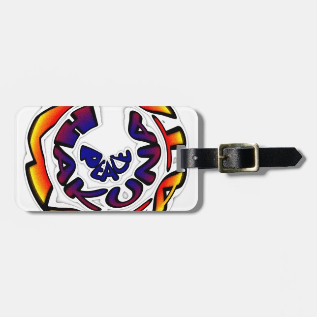 "Peace Hakuna Matata" Circular Art Print Luggage Tag (Front Horizontal)